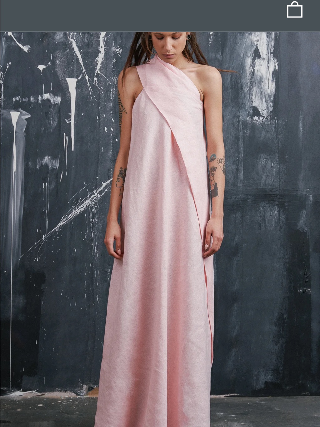 Aakasha Women’s One Shoulder Maxi Linen Dress $135.00 Size Medium New With Tags — image 2 of 8